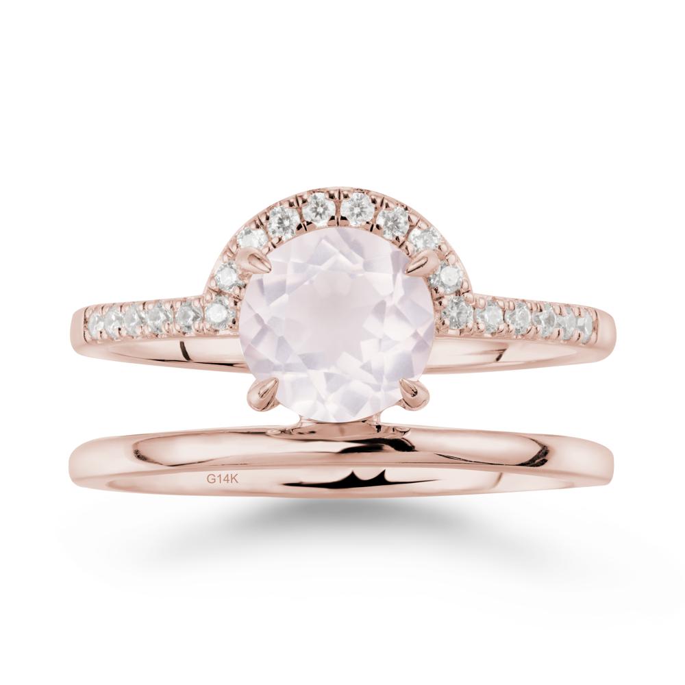 Round Shaped Rose Quartz Ring In 18K Yellow Gold - LUO Jewelry #metal_14k rose gold