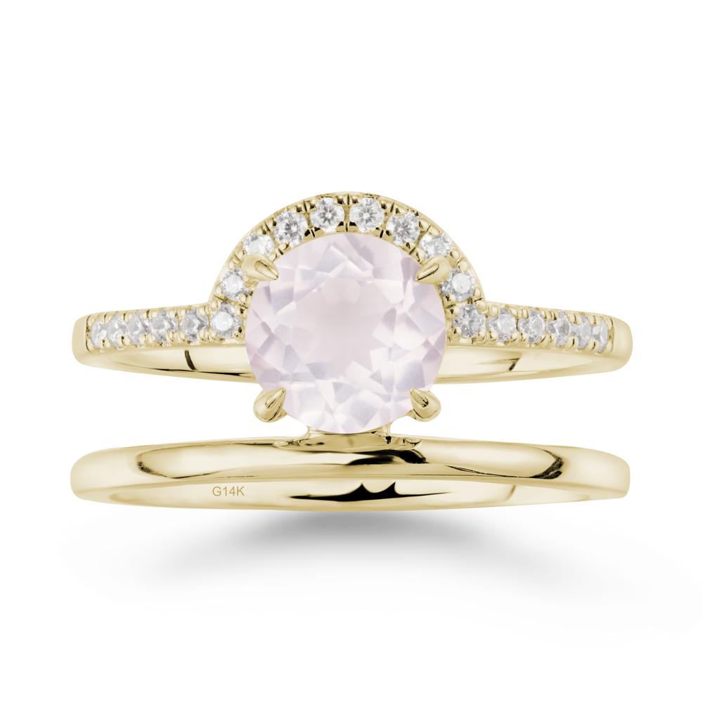 Round Shaped Rose Quartz Ring In 18K Yellow Gold - LUO Jewelry #metal_14k yellow gold