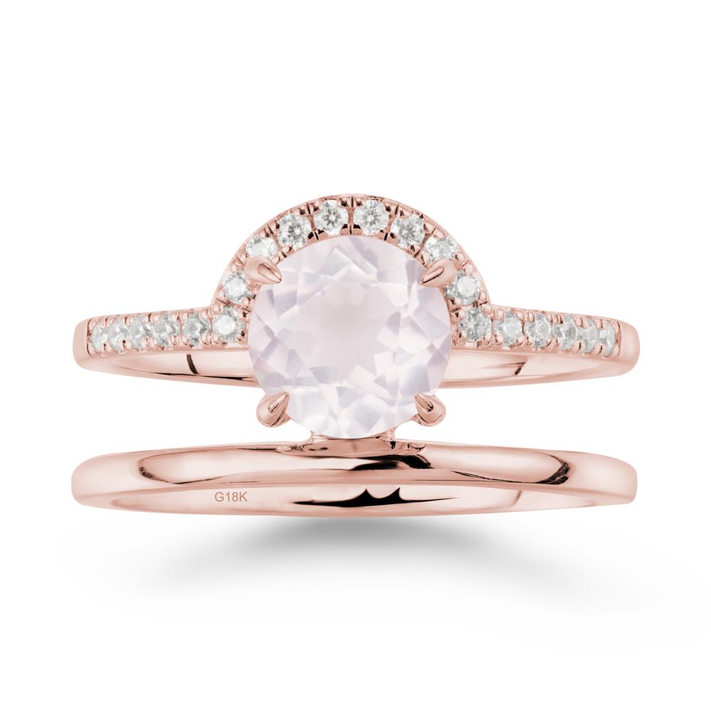 Round Shaped Rose Quartz Ring In 18K Yellow Gold - LUO Jewelry #metal_18k rose gold