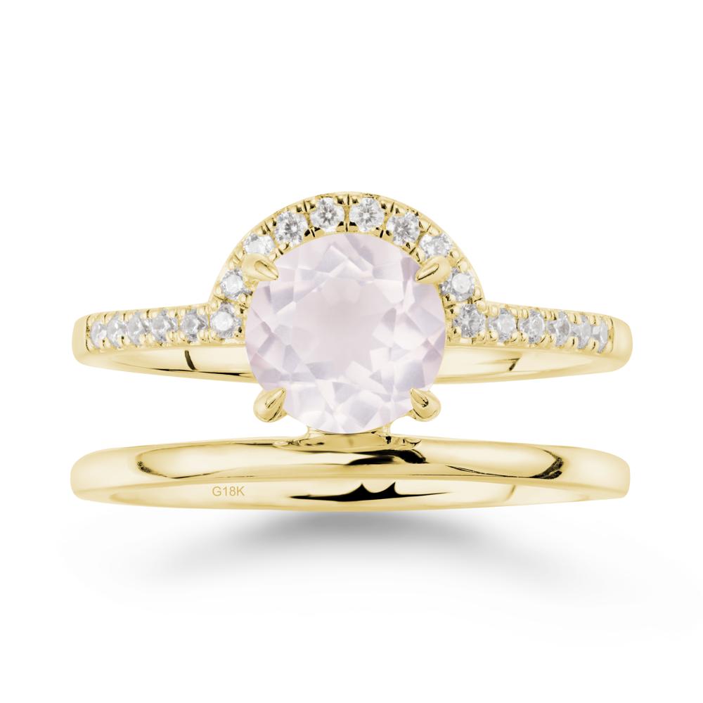 Round Shaped Rose Quartz Ring In 18K Yellow Gold - LUO Jewelry #metal_18k yellow gold