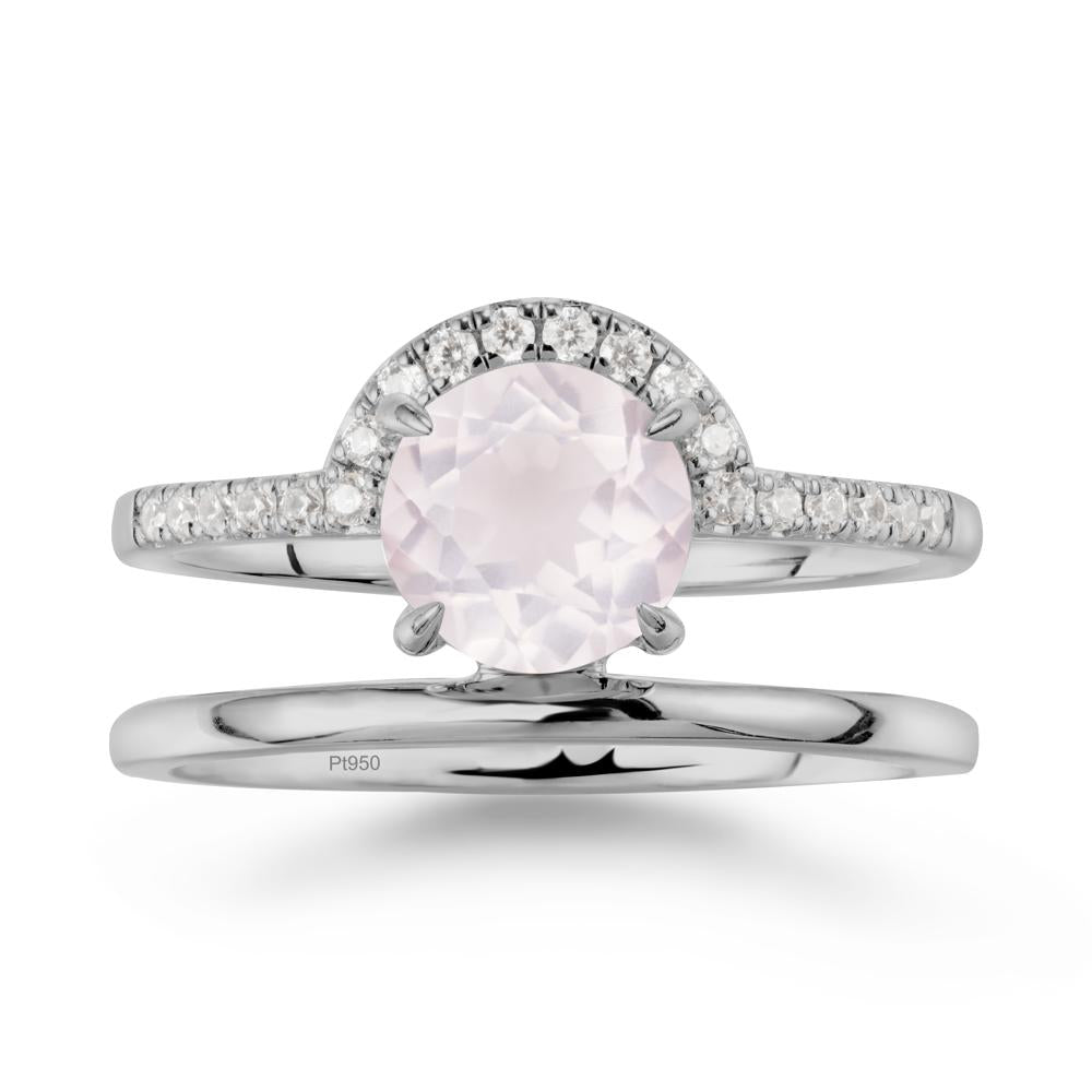 Round Shaped Rose Quartz Ring In 18K Yellow Gold - LUO Jewelry #metal_platinum