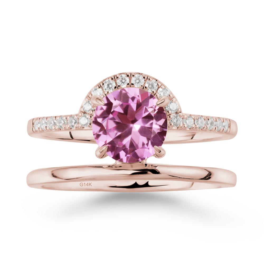 Double Band Libra Zodiac Pink Sapphire Ring-Balanced & Cracious - LUO Jewelry #metal_14k rose gold