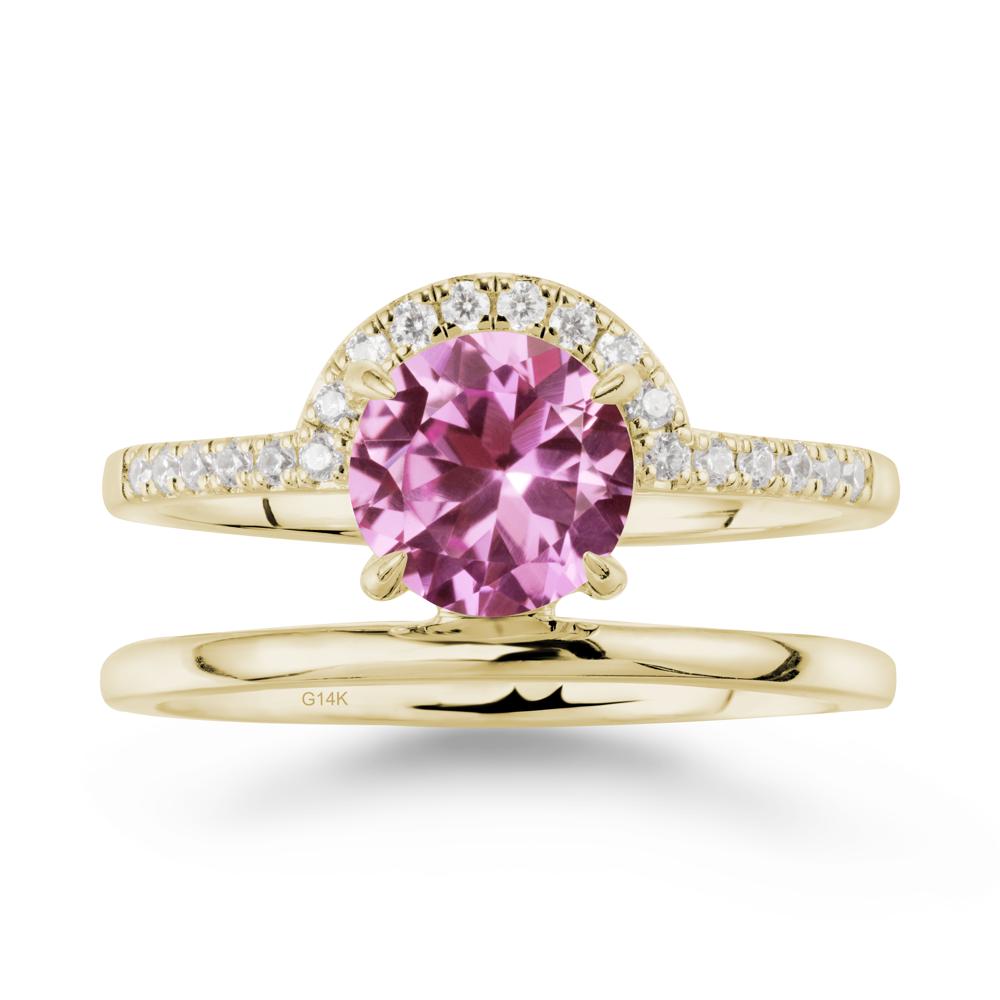 Double Band Libra Zodiac Pink Sapphire Ring-Balanced & Cracious - LUO Jewelry #metal_14k yellow gold