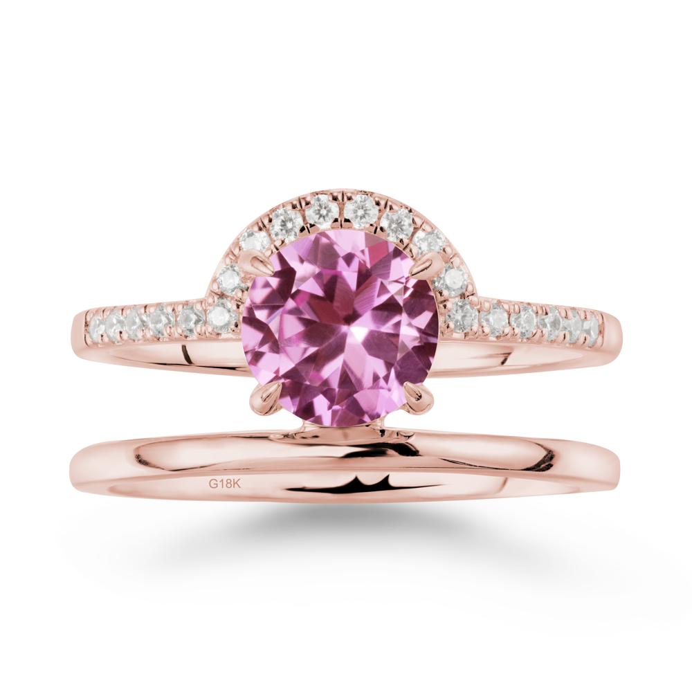Double Band Libra Zodiac Pink Sapphire Ring-Balanced & Cracious - LUO Jewelry #metal_18k rose gold