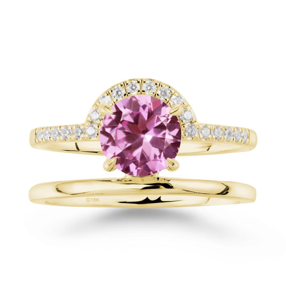 Double Band Libra Zodiac Pink Sapphire Ring-Balanced & Cracious - LUO Jewelry #metal_18k yellow gold