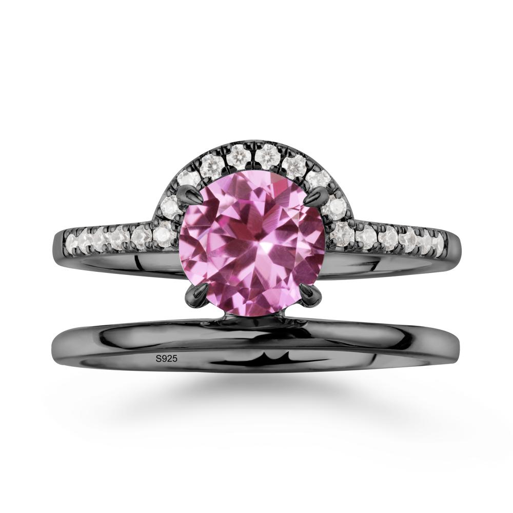 Double Band Libra Zodiac Pink Sapphire Ring-Balanced & Cracious - LUO Jewelry #metal_black finish sterling silver