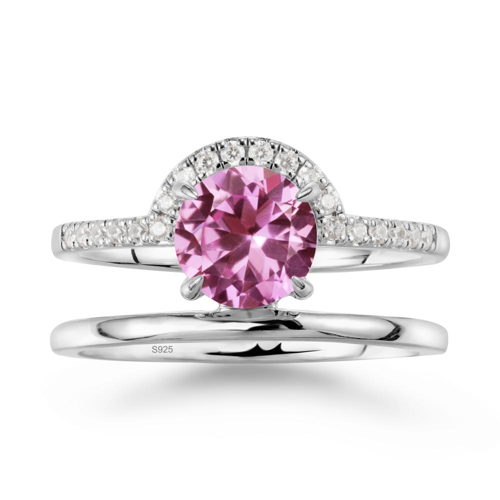 Double Band Libra Zodiac Pink Sapphire Ring-Balanced & Cracious - LUO Jewelry #metal_sterling silver