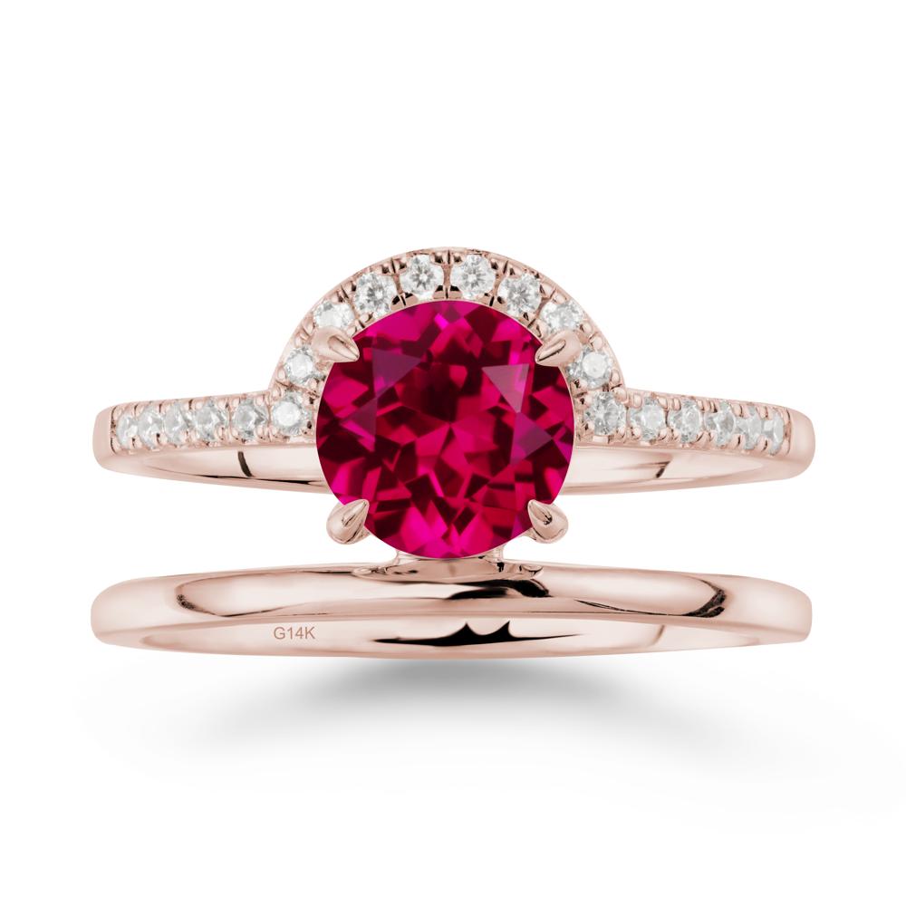Double Band Creative Ruby Ring - LUO Jewelry #metal_14k rose gold