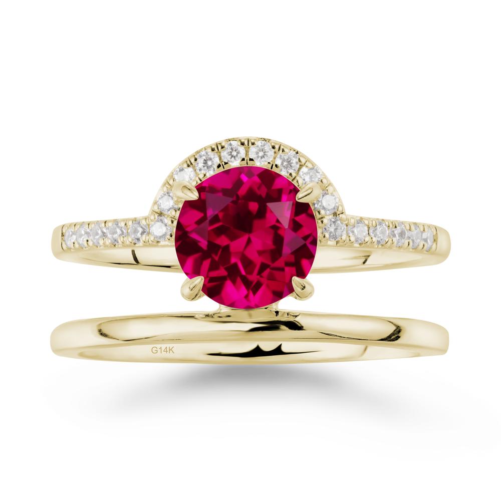 Double Band Creative Ruby Ring - LUO Jewelry #metal_14k yellow gold