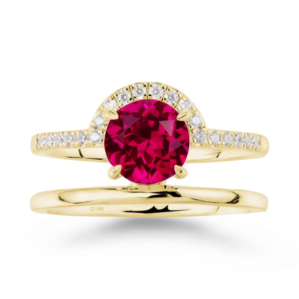 Double Band Creative Ruby Ring - LUO Jewelry #metal_18k yellow gold