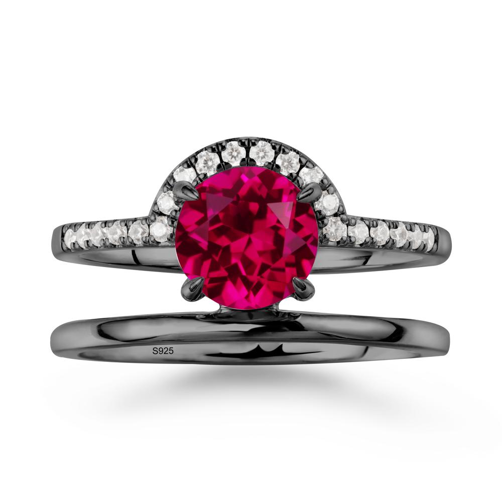 Double Band Creative Ruby Ring - LUO Jewelry #metal_black finish sterling silver