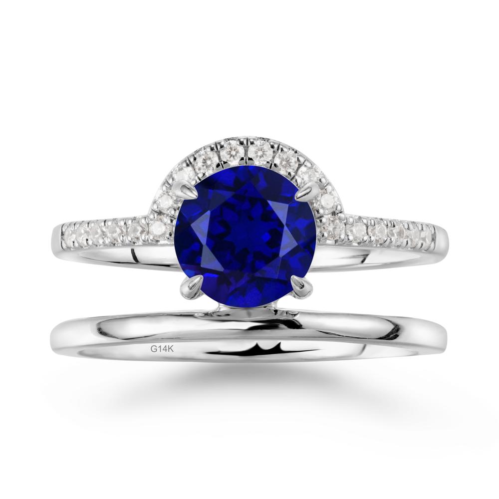 Round Shaped Sapphire Ring In 18K Yellow Gold - LUO Jewelry #metal_14k white gold