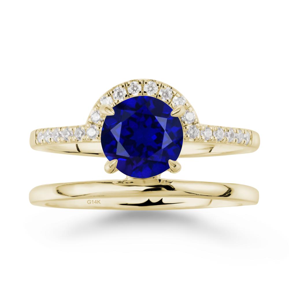 Round Shaped Sapphire Ring In 18K Yellow Gold - LUO Jewelry #metal_14k yellow gold