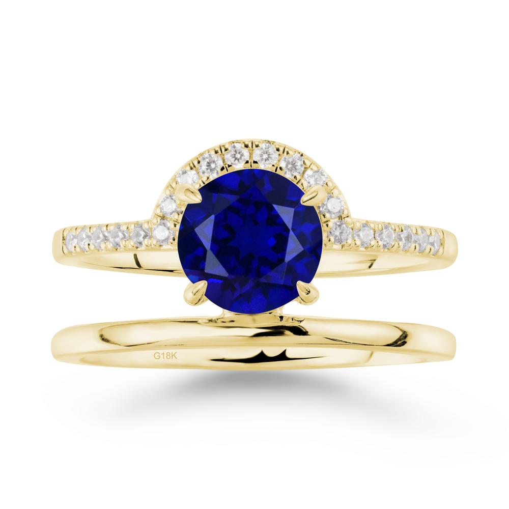 Round Shaped Sapphire Ring In 18K Yellow Gold - LUO Jewelry #metal_18k yellow gold