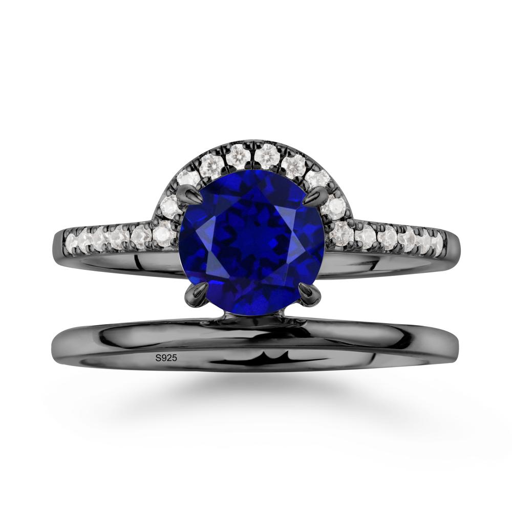 Round Shaped Sapphire Ring In 18K Yellow Gold - LUO Jewelry #metal_black finish sterling silver