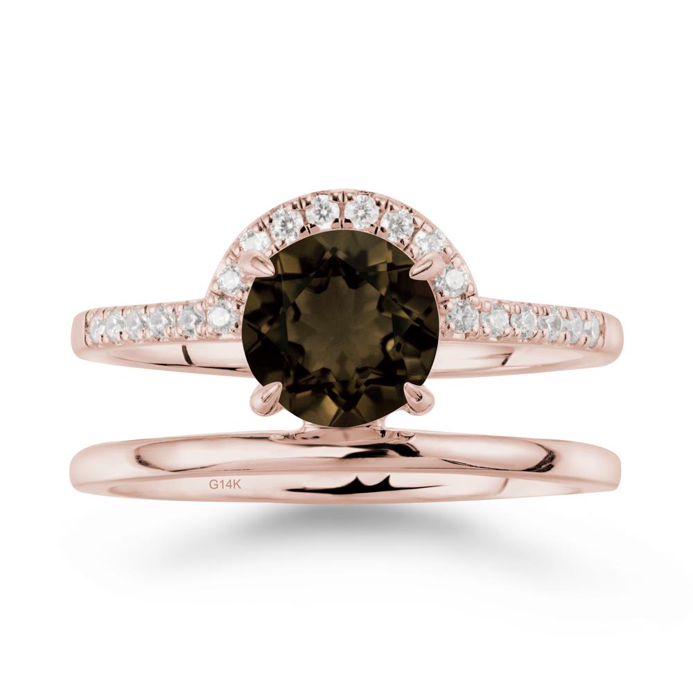 Double Band Libra Zodiac Smoky Quartz Ring-Balanced & Cracious - LUO Jewelry #metal_14k rose gold