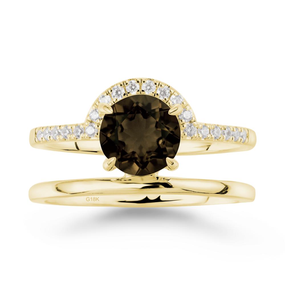 Double Band Libra Zodiac Smoky Quartz Ring-Balanced & Cracious - LUO Jewelry #metal_18k yellow gold