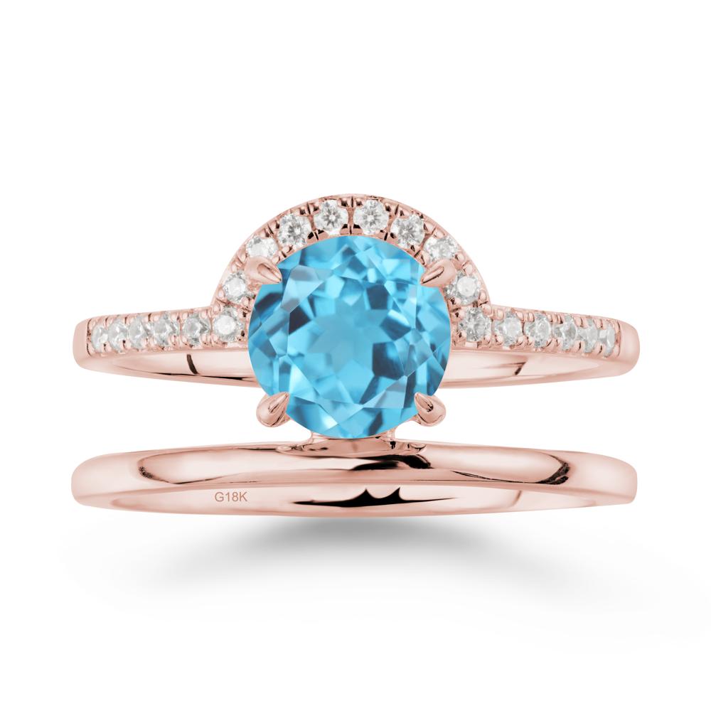 Double Band Creative Swiss Blue Topaz Ring - LUO Jewelry #metal_18k rose gold