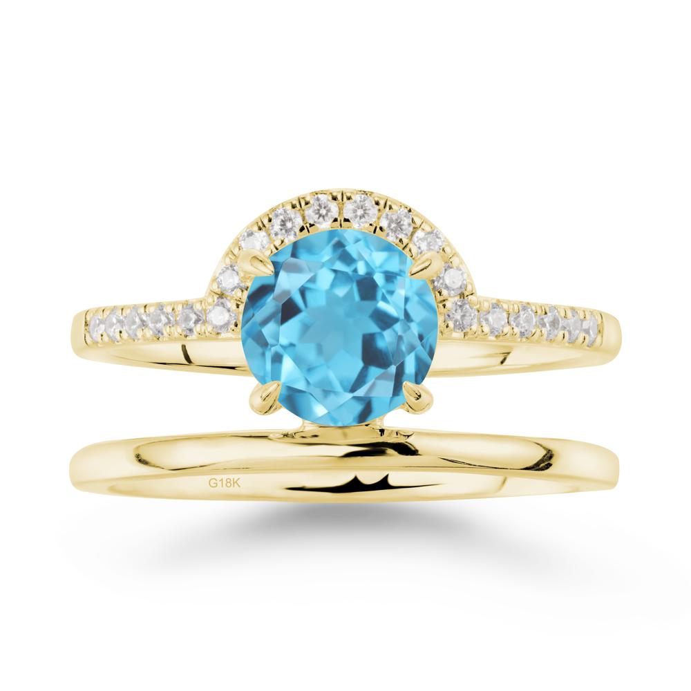 Double Band Creative Swiss Blue Topaz Ring - LUO Jewelry #metal_18k yellow gold