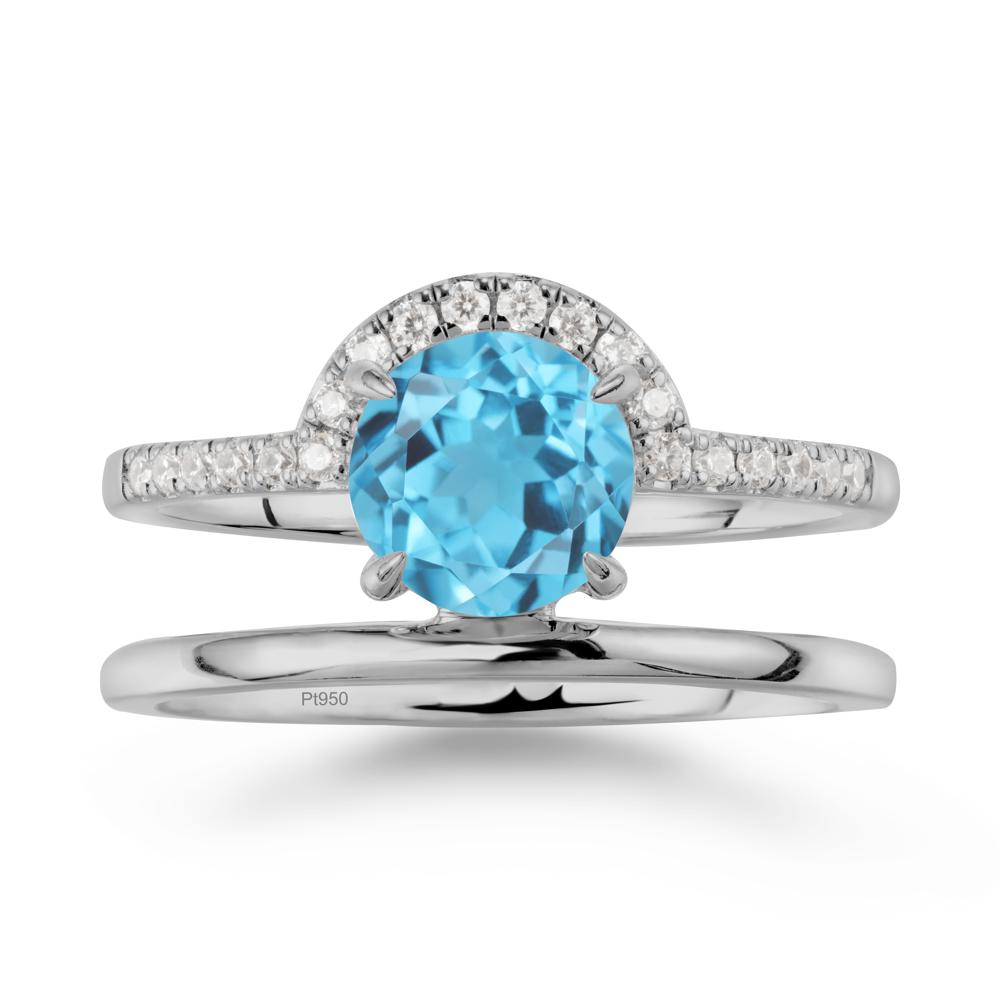 Double Band Creative Swiss Blue Topaz Ring - LUO Jewelry #metal_platinum