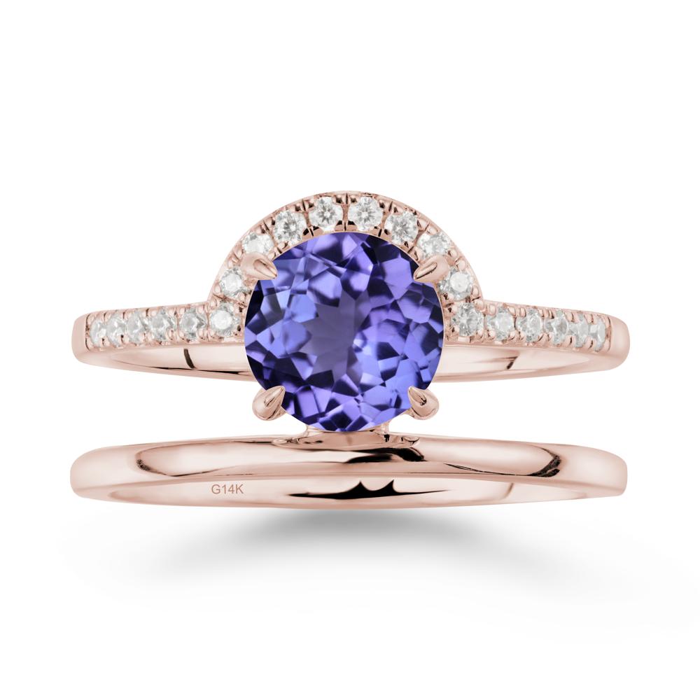 Round Shaped Tanzanite Ring In 18K Yellow Gold - LUO Jewelry #metal_14k rose gold