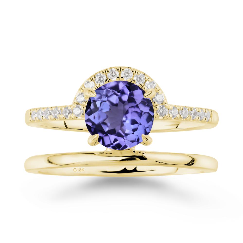 Round Shaped Tanzanite Ring In 18K Yellow Gold - LUO Jewelry #metal_18k yellow gold