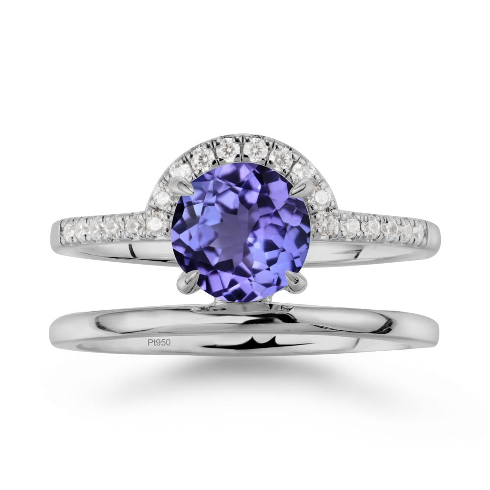 Round Shaped Tanzanite Ring In 18K Yellow Gold - LUO Jewelry #metal_platinum