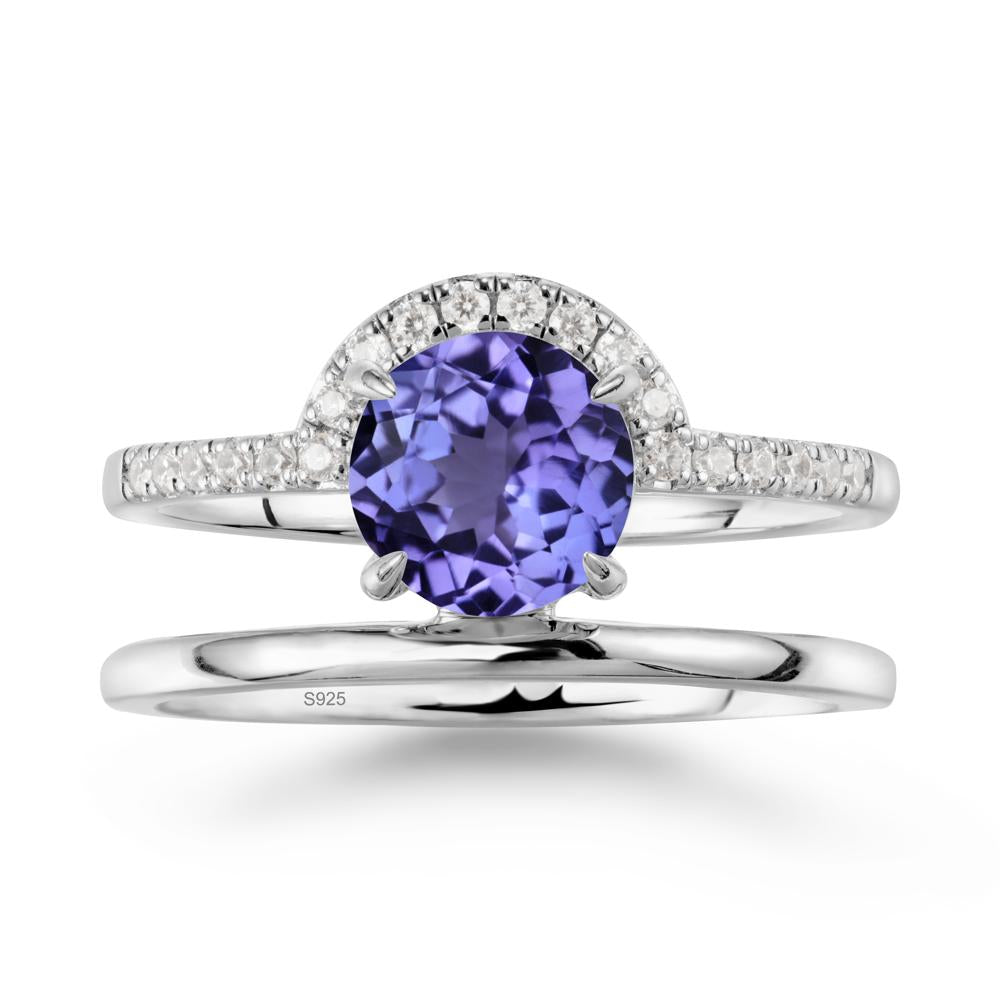 Round Shaped Tanzanite Ring In 18K Yellow Gold - LUO Jewelry #metal_sterling silver