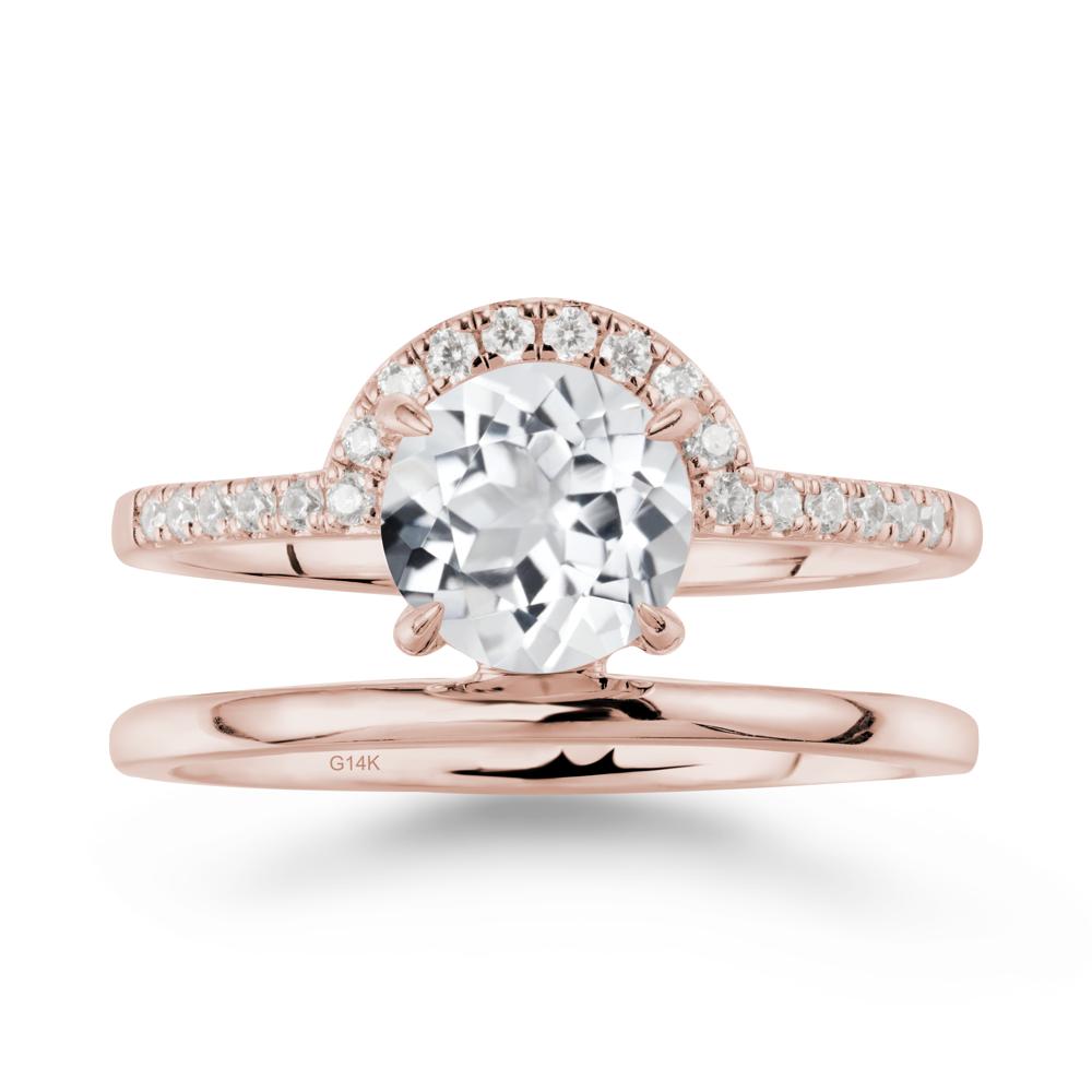 Double Band Libra Zodiac White Topaz Ring-Balanced & Cracious - LUO Jewelry #metal_14k rose gold