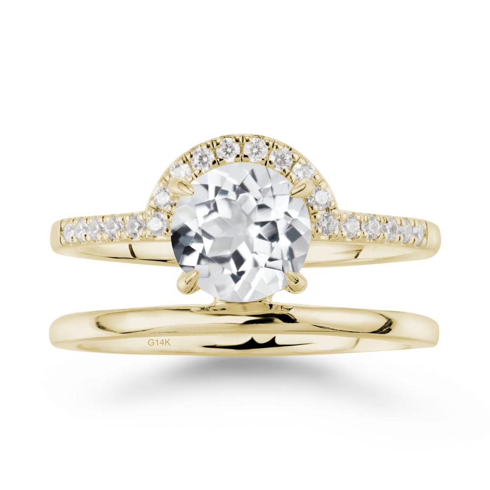Double Band Libra Zodiac White Topaz Ring-Balanced & Cracious - LUO Jewelry #metal_14k yellow gold