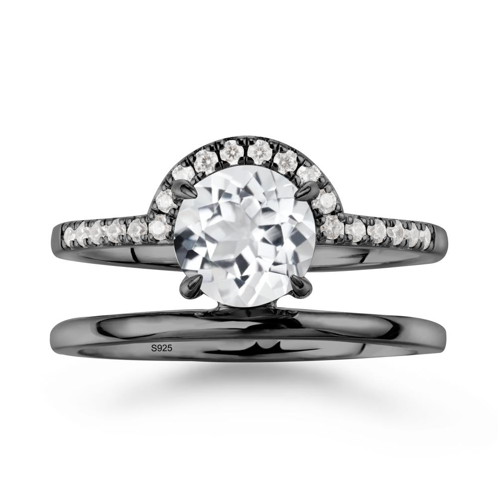 Double Band Libra Zodiac White Topaz Ring-Balanced & Cracious - LUO Jewelry #metal_black finish sterling silver