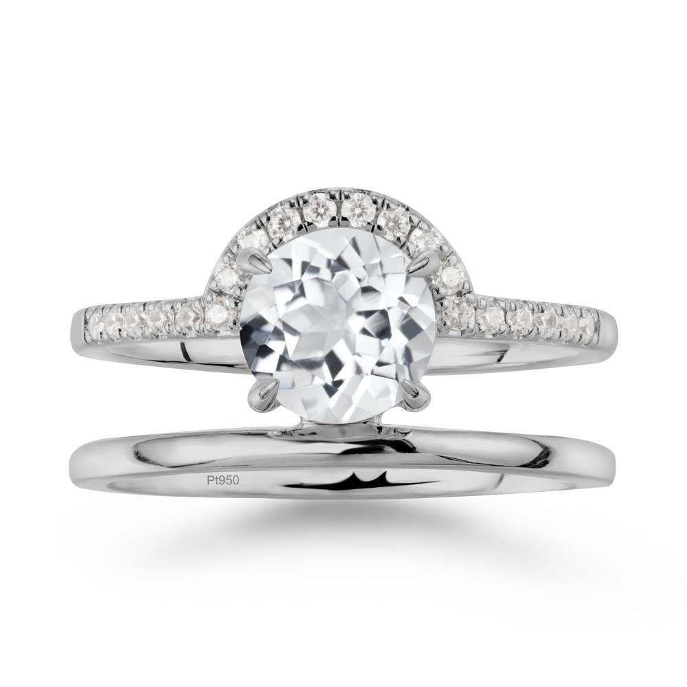 Double Band Libra Zodiac White Topaz Ring-Balanced & Cracious - LUO Jewelry #metal_platinum