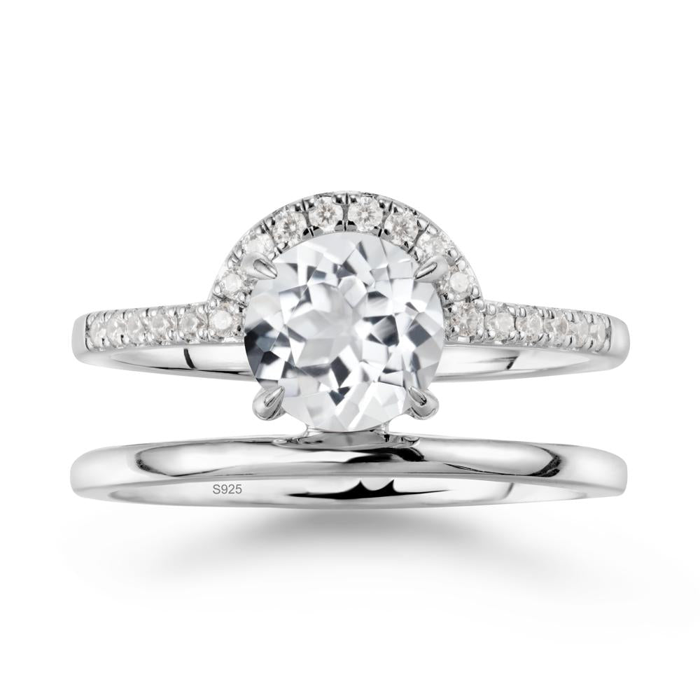 Double Band Libra Zodiac White Topaz Ring-Balanced & Cracious - LUO Jewelry #metal_sterling silver