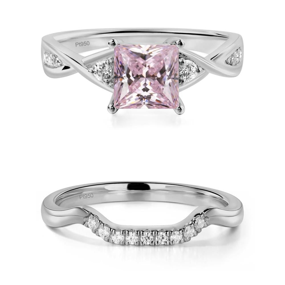 Pink Cubic Zirconia Princess Cut Twist Engagement Ring - LUO Jewelry #metal_xxxxx