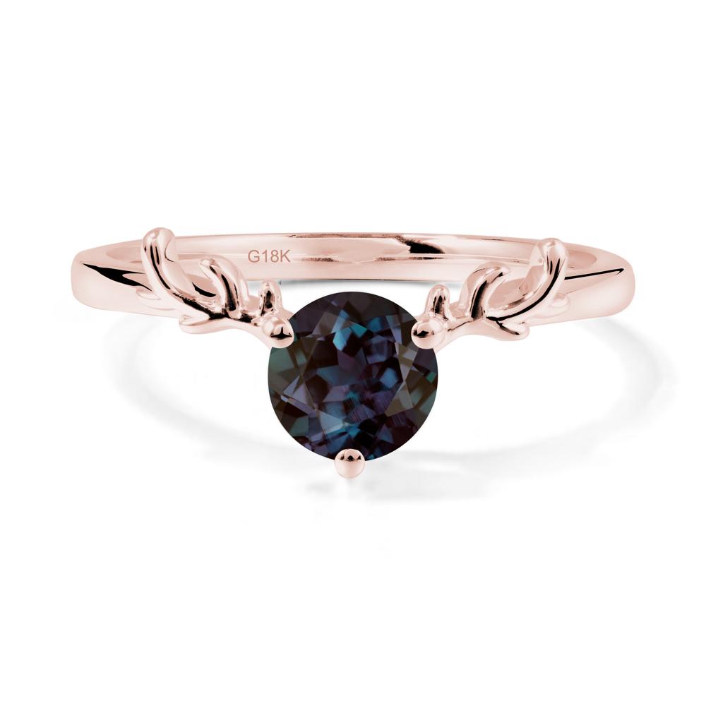 Round Alexandrite Antler Chrismas Ring - LUO Jewelry #metal_18k rose gold