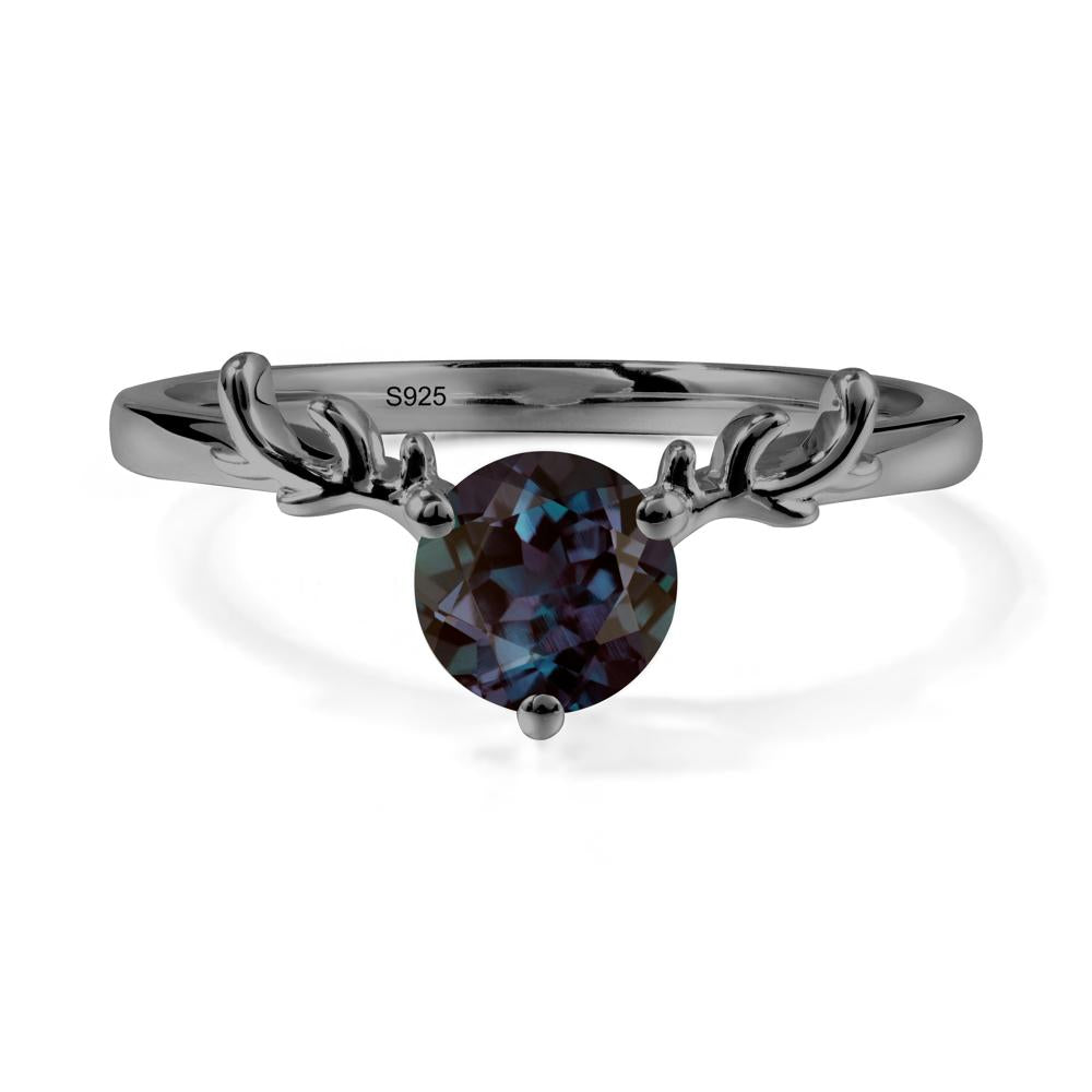 Round Alexandrite Antler Chrismas Ring - LUO Jewelry #metal_black finish sterling silver