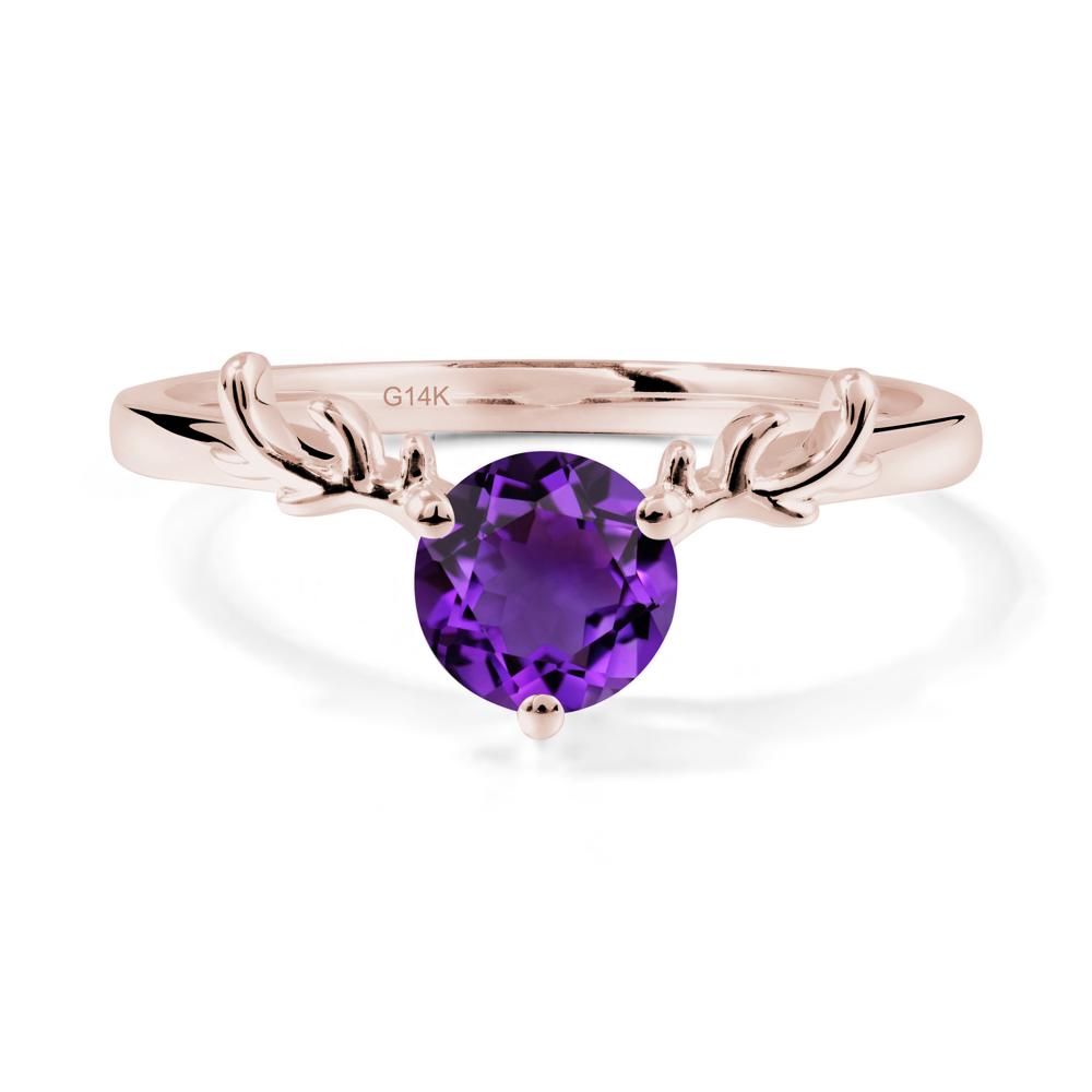 Round Amethyst Reindeer Ring - LUO Jewelry #metal_14k rose gold