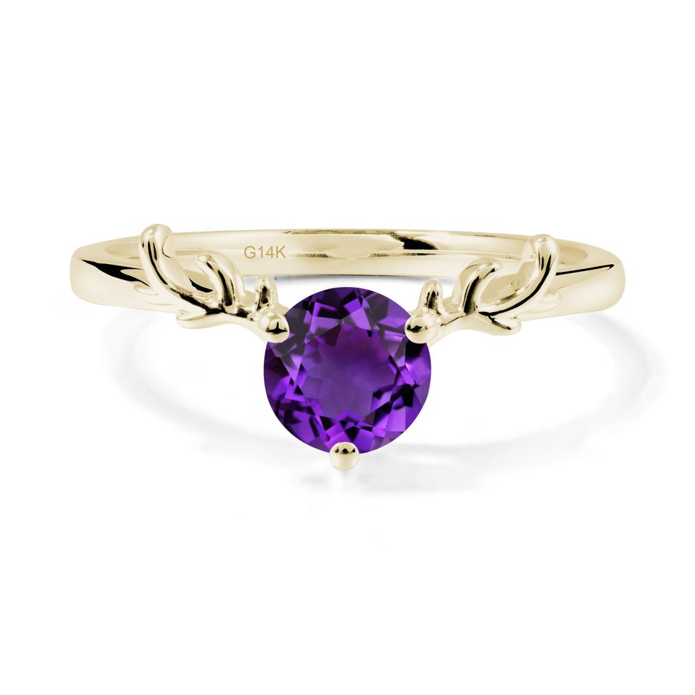 Round Amethyst Reindeer Ring - LUO Jewelry #metal_14k yellow gold