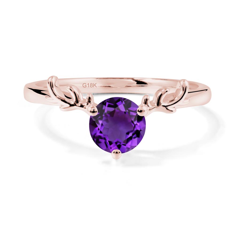 Round Amethyst Reindeer Ring - LUO Jewelry #metal_18k rose gold