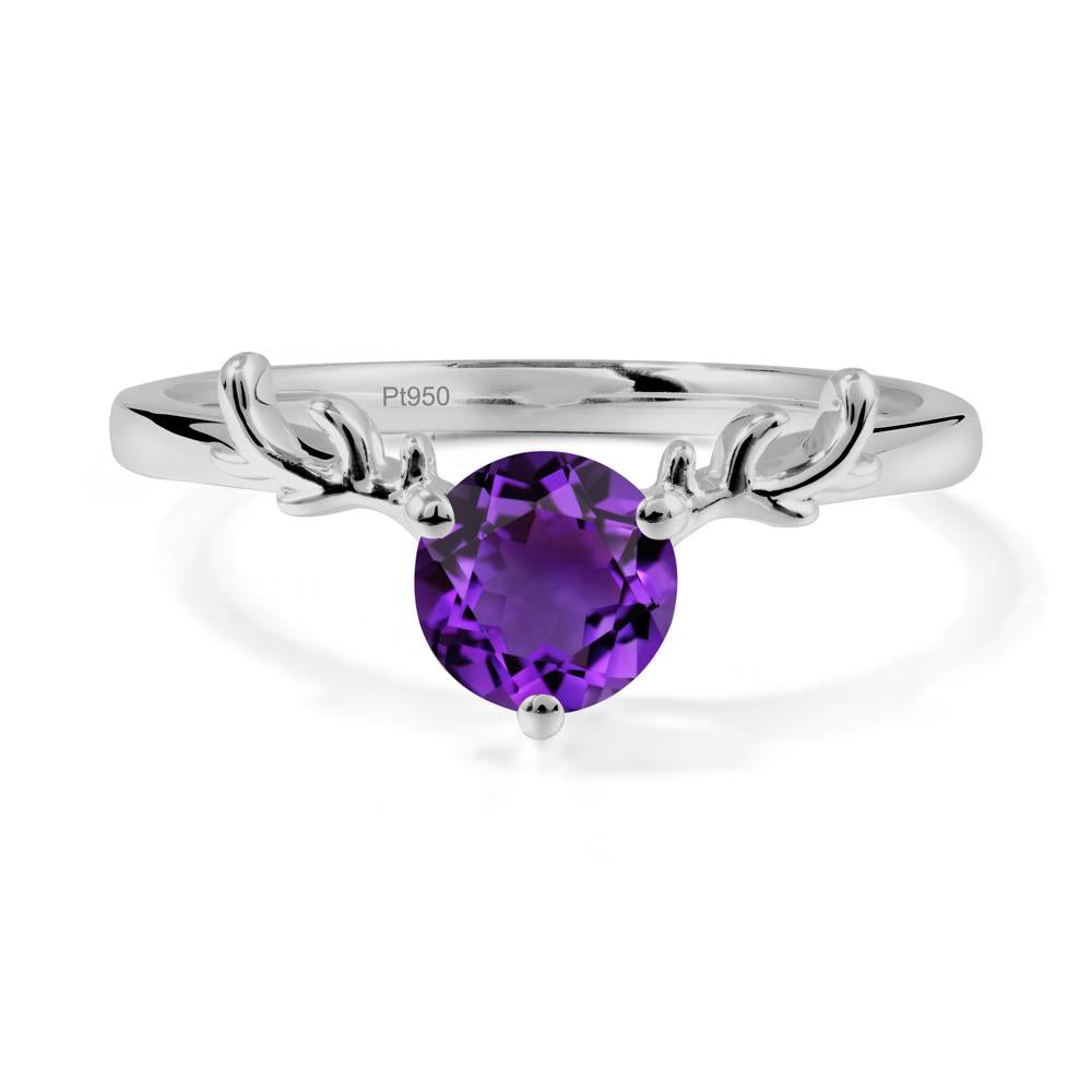Round Amethyst Reindeer Ring - LUO Jewelry #metal_platinum