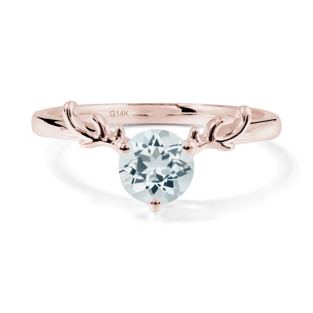 Solitaire Round Aquamarine Ring - LUO Jewelry #metal_14k rose gold