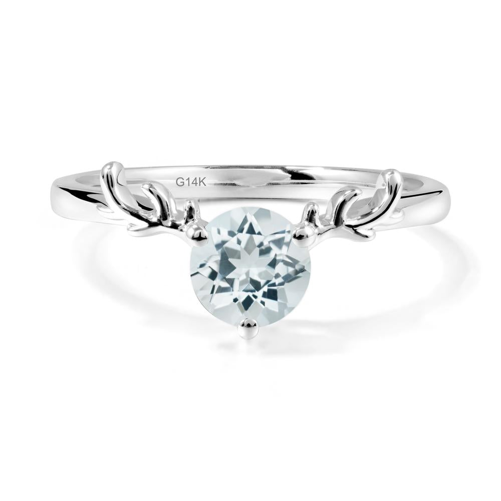 Solitaire Round Aquamarine Ring - LUO Jewelry #metal_14k white gold