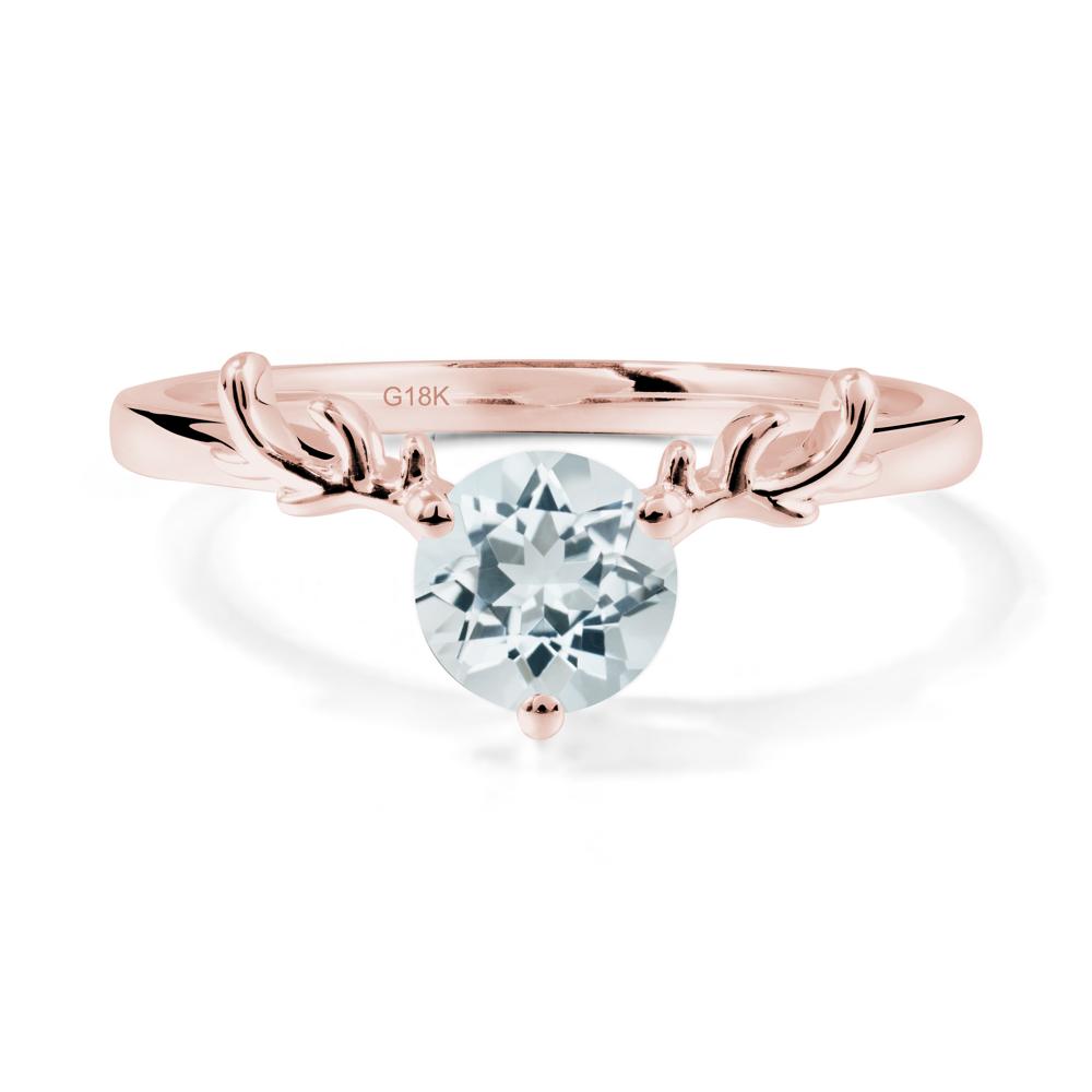 Solitaire Round Aquamarine Ring - LUO Jewelry #metal_18k rose gold
