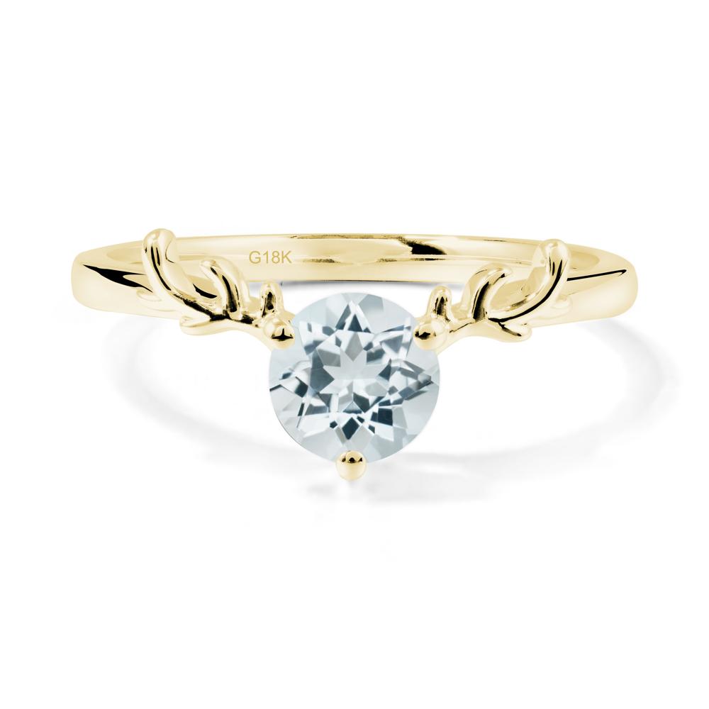 Solitaire Round Aquamarine Ring - LUO Jewelry #metal_18k yellow gold