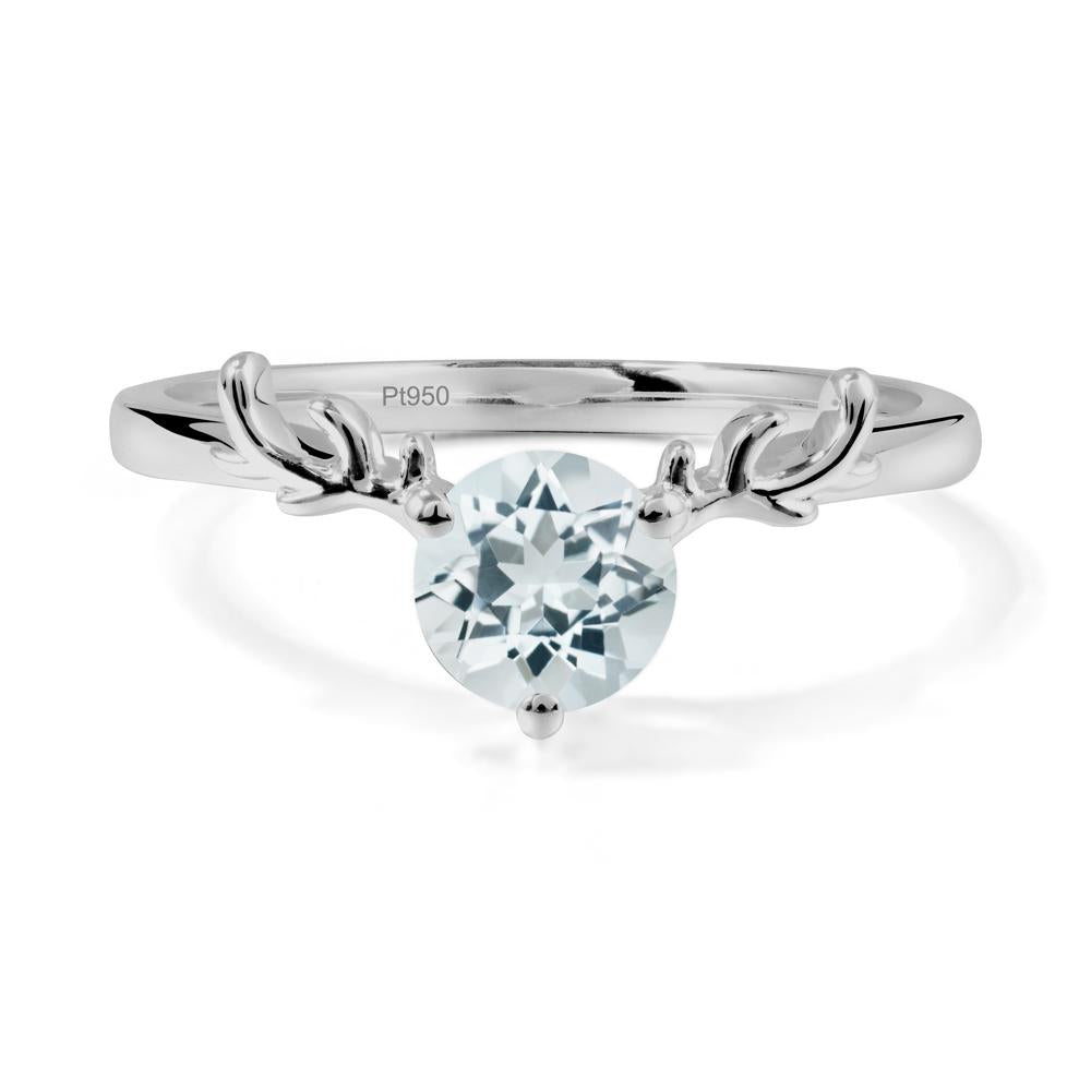 Solitaire Round Aquamarine Ring - LUO Jewelry #metal_platinum