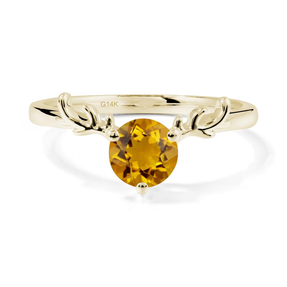 Round Citrine Reindeer Ring - LUO Jewelry #metal_14k yellow gold