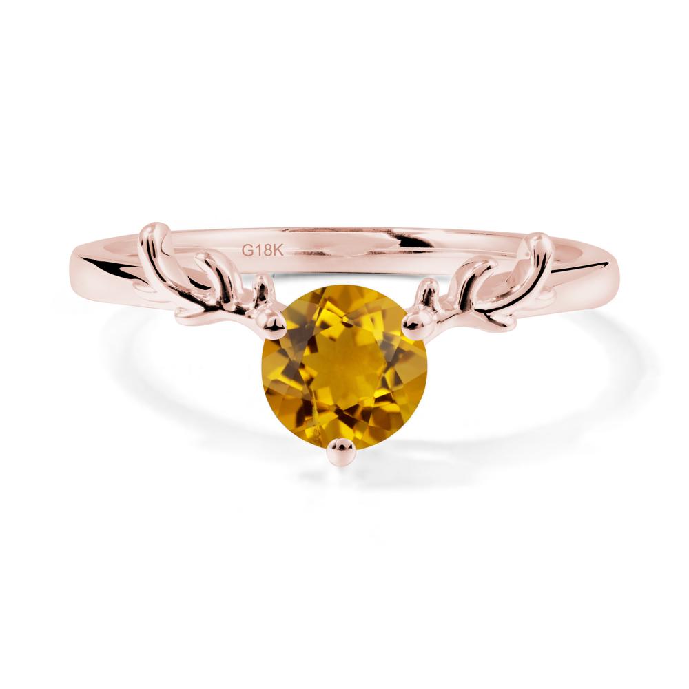 Round Citrine Reindeer Ring - LUO Jewelry #metal_18k rose gold