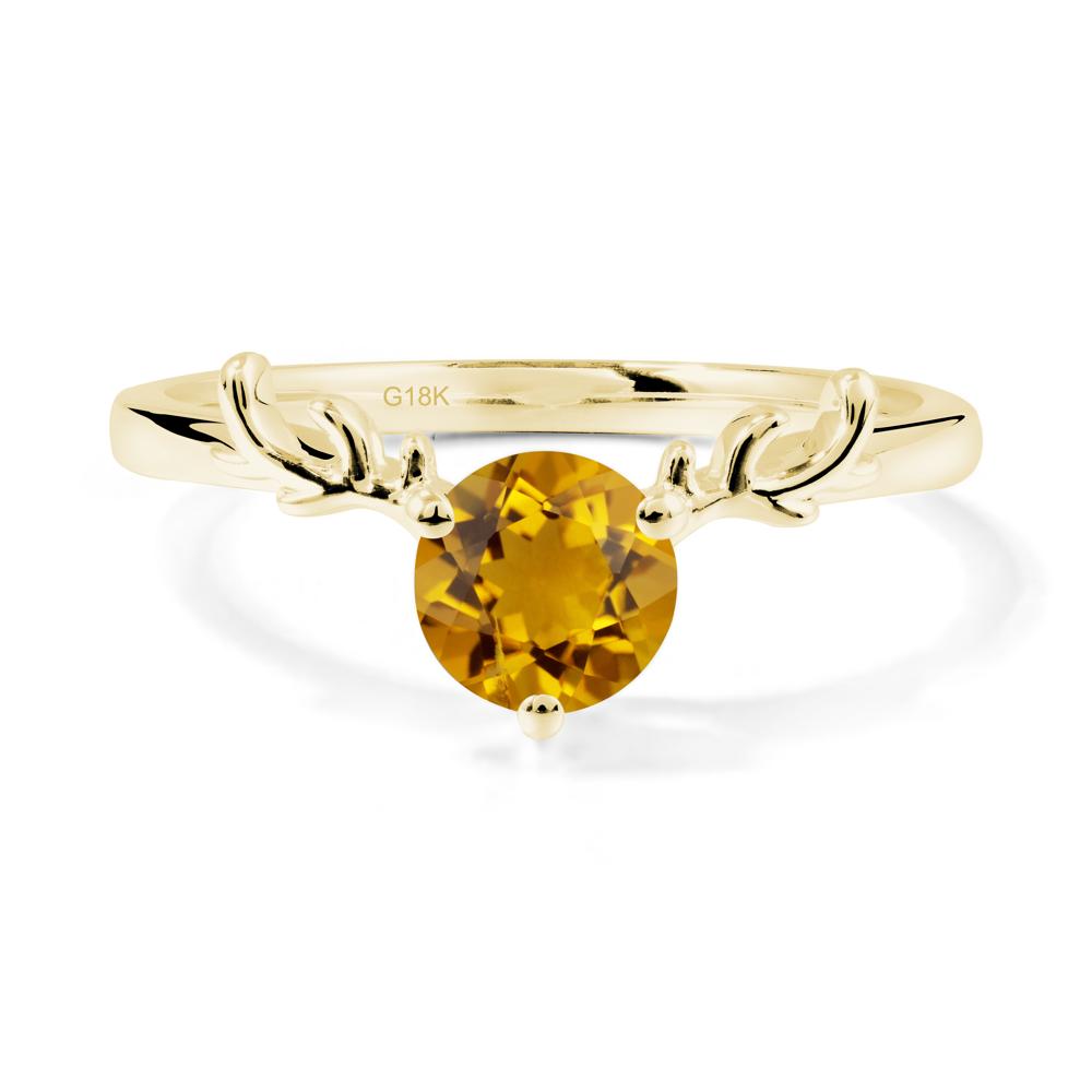 Round Citrine Reindeer Ring - LUO Jewelry #metal_18k yellow gold
