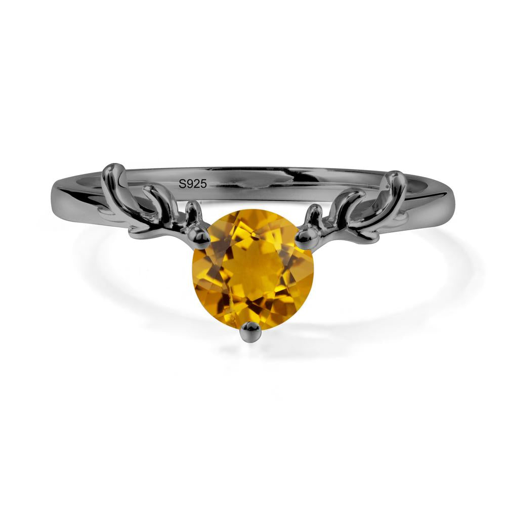 Round Citrine Reindeer Ring - LUO Jewelry #metal_black finish sterling silver