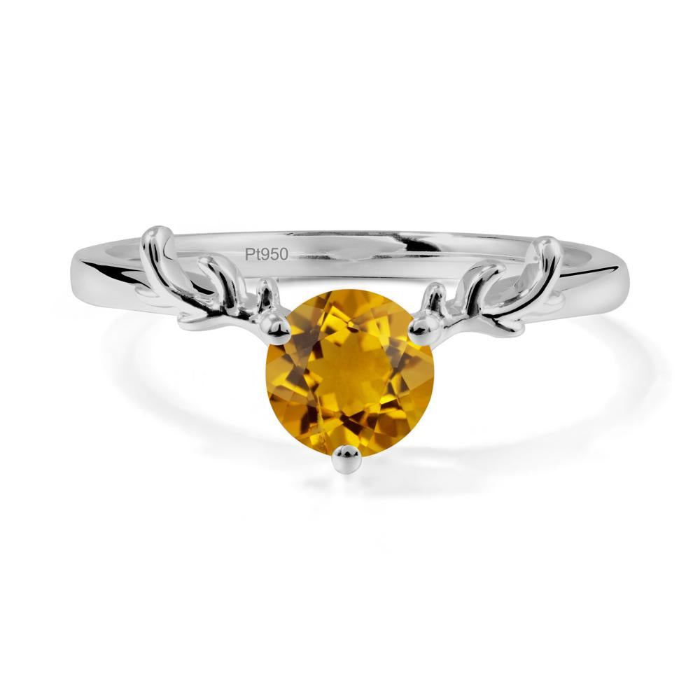 Round Citrine Reindeer Ring - LUO Jewelry #metal_platinum